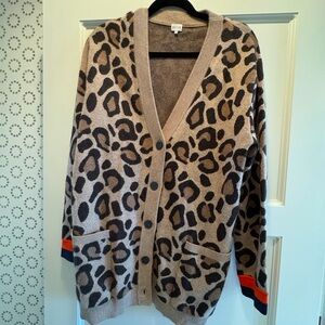 KULE Tan and Black Leopard Cardigan
